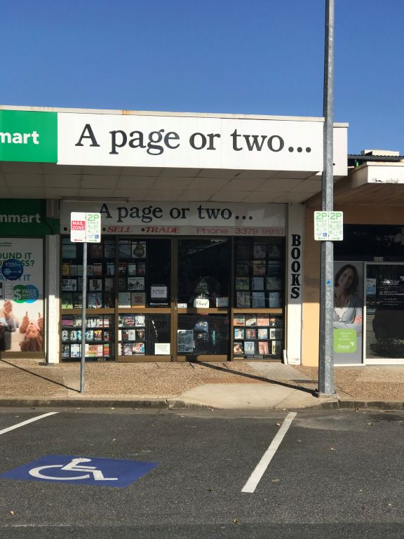 A Page or Two... Bookshop on Oxley Road in Corinda, Brisbane - free parking right in front of the shop, including disabled parking.